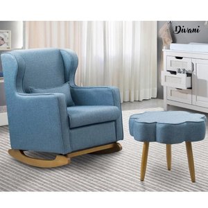 Poltrona de Amamentação e Balanço com Puff em Suede Confortável