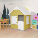 Ver imagem 2 de Casinha de Brinquedo com Floreiros Mdf Amarelo/branco L12 - Gran Belo