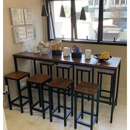 Mesa Bistrô Estilo/Modelo Industrial com 4 banquetas (1,40 x 0,60) - 2