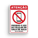Ver imagem 1 de Adesivos Atenção Proibido o Uso de Celular em Sala de Aula 18x12cm - Kit 10 Un