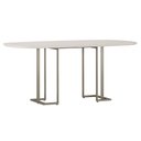 Ver imagem 2 de Mesa de Jantar 6 Lugares Retangular Orgânico com Vidro 180cm Pés Industrial Alina N01 Off White Cham