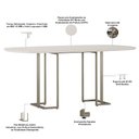 Ver imagem 4 de Mesa de Jantar 6 Lugares Retangular Orgânico com Vidro 180cm Pés Industrial Alina N01 Off White Cham