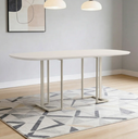 Ver imagem 1 de Mesa de Jantar 6 Lugares Retangular Orgânico com Vidro 180cm Pés Industrial Alina N01 Off White Cham
