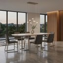 Ver imagem 3 de Mesa de Jantar 6 Lugares Retangular Orgânico com Vidro 180cm Pés Industrial Alina N01 Off White Cham