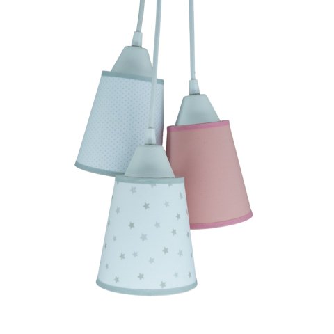 Lustre Pendente Luminária Teto Com Aplique Estrelas Cinzas