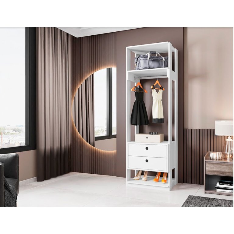Guarda Roupa Roupeiro Modulo Titan com 2 Gavetas e 3 Prateleiras Moveis Leão