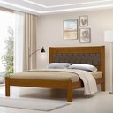 Ver imagem 2 de Cama de Casal Viena com Cabeceira Captonê Veludo Marrom Madeira Castanho