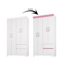 Ver imagem 3 de Guarda Roupa Lótus 4 Portas 2 Gavetas 1m Cor Flex - Branco/rosa Demóbile