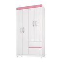 Ver imagem 2 de Guarda Roupa Lótus 4 Portas 2 Gavetas 1m Cor Flex - Branco/rosa Demóbile