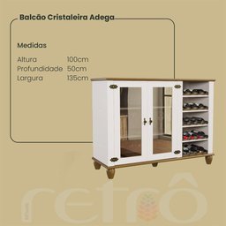 Balcão Cristaleira Adega Retrô 2p Off White-nogueira - 4