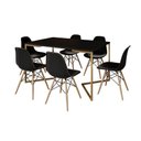Ver imagem 6 de Mesa Jantar Industrial Retangular 137X90Cm Preta Base V Dourada Com 6 Cadeiras Madeira Cor: Preto