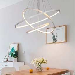 Lustre Led Moderno Pendente Anéis Led 89w 3 Arcos Prata Brinovar - 3