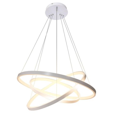 Lustre Led Moderno Pendente Anéis Led 89w 3 Arcos Prata Brinovar