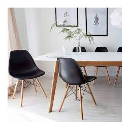 Kit c/ 4 Cadeiras Charles Eames Wood DKR Eiffel Pretas - 3