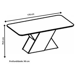 Mesa Rubi Tampo Chanfrado Curvo para 6 Lugares DJ Móveis - 4