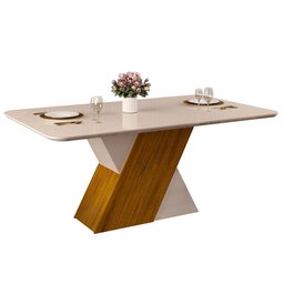 Mesa Rubi Tampo Chanfrado Curvo para 6 Lugares DJ Móveis - 1