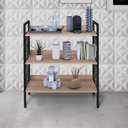 Ver imagem 5 de Estante Baixa 76CMX96CM 3 Prateleiras Beta Preto/Fosco/Carvalho