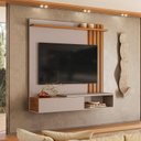 Ver imagem 1 de Painel Ripado para Tv 65 Polegadas Suspenso Home Vegas Grigio e Canela