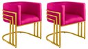 Ver imagem 1 de Kit 02 Cadeiras Poltrona Luxo Base de Metal Tripla Dourado Sala de Jantar Cozinha Recepção Veludo Ro