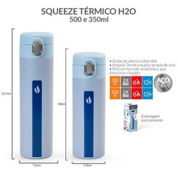 Squeeze Térmico H2o Aço Inox 350 Ml Azul Termopro - 7