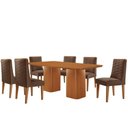 Ver imagem 2 de Mesa de Jantar Eloise 180cm Tampo Mdf 6 Cadeiras Moderna Veludo Marrom/naturalle