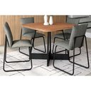 Ver imagem 1 de Conjunto: Mesa Sala Jantar Átria 1593 Aço C/ Tampo Madeirado 90x90cm e 4 Cadeiras Soft Preto/nogal