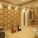Ver imagem 3 de Painel Acústico Hexagonal Colmeia Cor Freijó