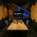 Ver imagem 2 de Painel Acústico Hexagonal Colmeia Cor Freijó