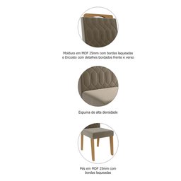 Conjunto Sala de Jantar Mesa Ana 130x130 cm e 8 Cadeiras Paola Cimol Nature/Off White/Joli - 5