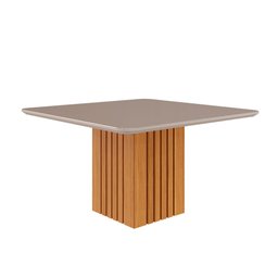 Conjunto Sala de Jantar Mesa Ana 130x130 cm e 8 Cadeiras Paola Cimol Nature/Off White/Joli - 2
