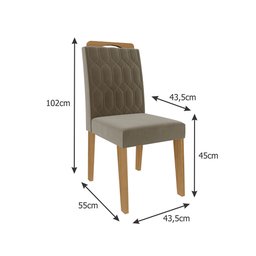Conjunto Sala de Jantar Mesa Ana 130x130 cm e 8 Cadeiras Paola Cimol Nature/Off White/Joli - 7