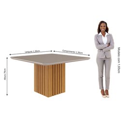 Conjunto Sala de Jantar Mesa Ana 130x130 cm e 8 Cadeiras Paola Cimol Nature/Off White/Joli - 6
