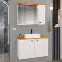 Ver imagem 1 de Conjunto para Banheiro Gabinete Suspenso com Cuba e Espelheira Madri Branco com Nature - Rede Móveis