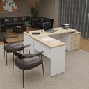 Ver imagem 4 de Escrivaninha Mesa Escritório em L Diretor 3 Gavetas 190cm Dubai e Branco Bege