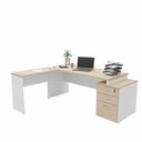 Ver imagem 7 de Escrivaninha Mesa Escritório em L Diretor 3 Gavetas 190cm Dubai e Branco Bege