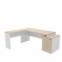 Ver imagem 3 de Escrivaninha Mesa Escritório em L Diretor 3 Gavetas 190cm Dubai e Branco Bege