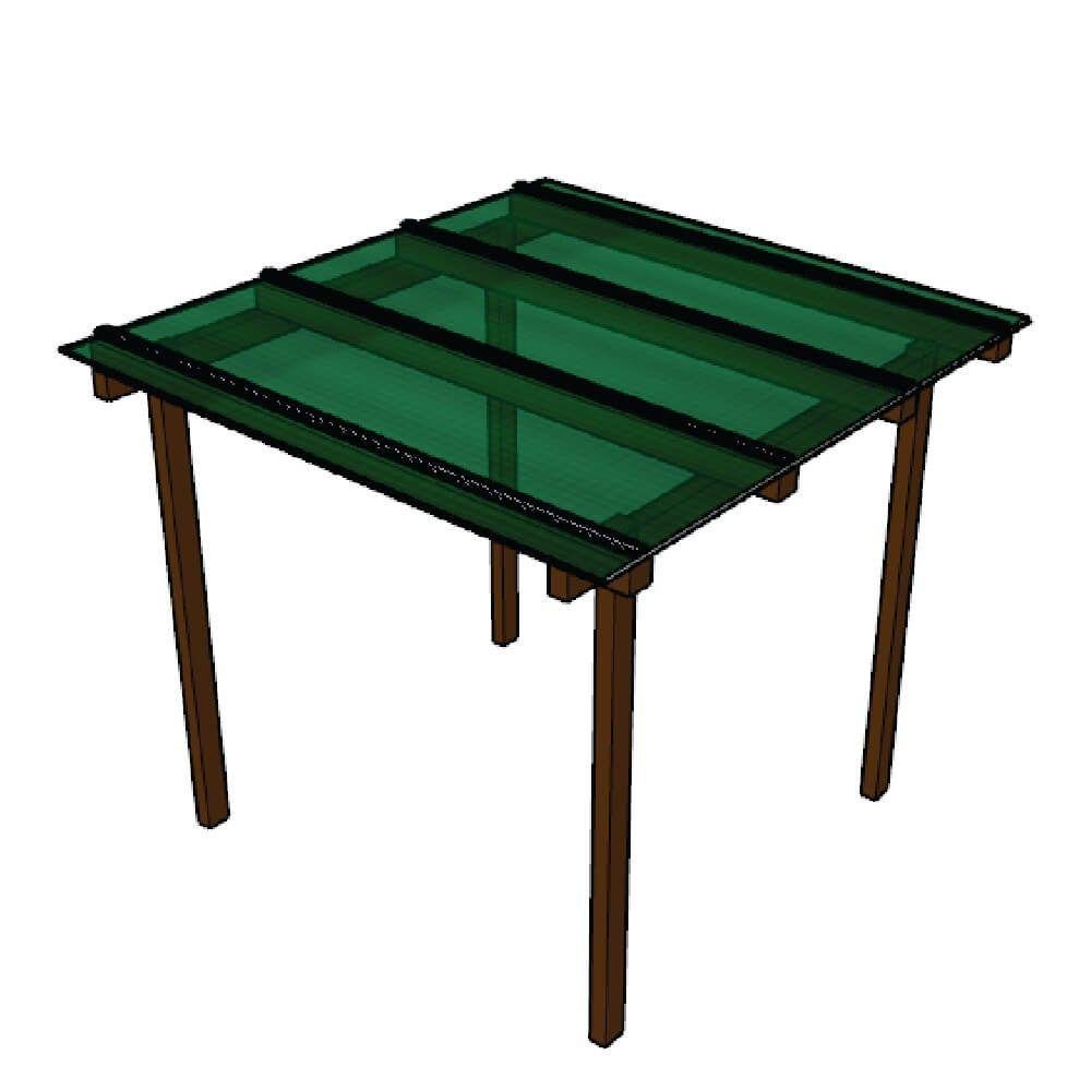 Kit Policarbonato Verde 6mm 2,00m X 3,00m - Perfis Naturais - 1