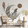 Adesivo de Parede Flor Lua Contemporâneo Tons Pastel Marrom - 1
