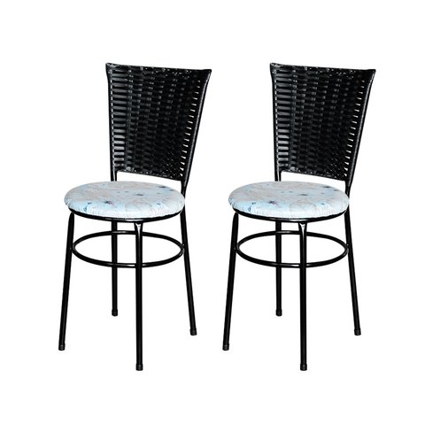 2 Cadeiras Pretas para Mesa Hawai Preta com Assento Floral:floral Areia