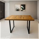 Ver imagem 1 de Mesa de Jantar Industrial Tampo Madeira Maciça 100x80x78cm.:painel de Teca