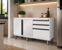 Ver imagem 2 de Gabinete Cozinha Mdf 1,44m Elegance com 6 Pés Pré-montado:branco