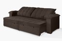 Ver imagem 3 de Sofá Retrátil e Reclinável 2,50m Canadá Estilo Estofados - Suede Veludo Cor "marrom"