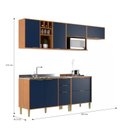 Ver imagem 3 de Cozinha Compacta Modulada com 6 Portas e 5 Gavetas Domus Espresso Móveis Azul/Nogal/Royal