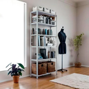 Ver imagem 2 de Estante de Aço 6 Prateleiras 60cm – Organizador para Casa, Escritório ou Depósito - Cinza