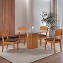 Ver imagem 1 de Mesa de Jantar Eloise 90cm Tampo Mdf Vidro com 4 Cadeiras Copper Moderna Mobília