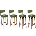 Ver imagem 1 de Kit 4 Banquetas Banco Alto Barcelona Couro Verde Bar Cozinha Pés Madeira Ms Decor