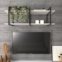 Ver imagem 2 de Prateleira Industrial Sala Estar Estante Nicho Parede Mdf Suspensa Pratileira Ferro Branco Off White