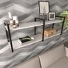 Prateleira Industrial Sala Estar Estante Nicho Parede Mdf Suspensa Pratileira Ferro Branco Off White - 3