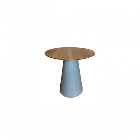 Mesa De Apoio Cone Base Cimento Texturizado - Tampo Mezzo Castani 50 Cm Altura 70 Cm Cor Cinza