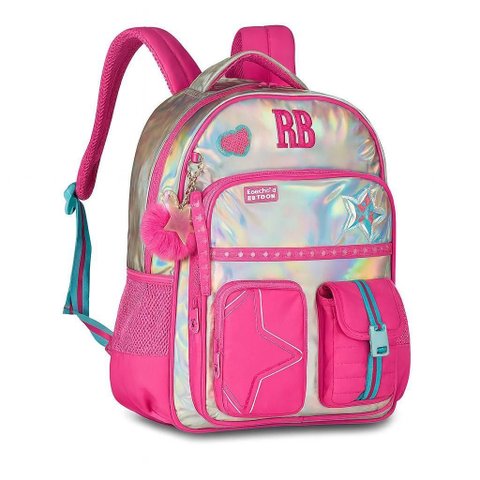 Mochila Escolar de Costas Rebecca Bonbon Holografico Rosa